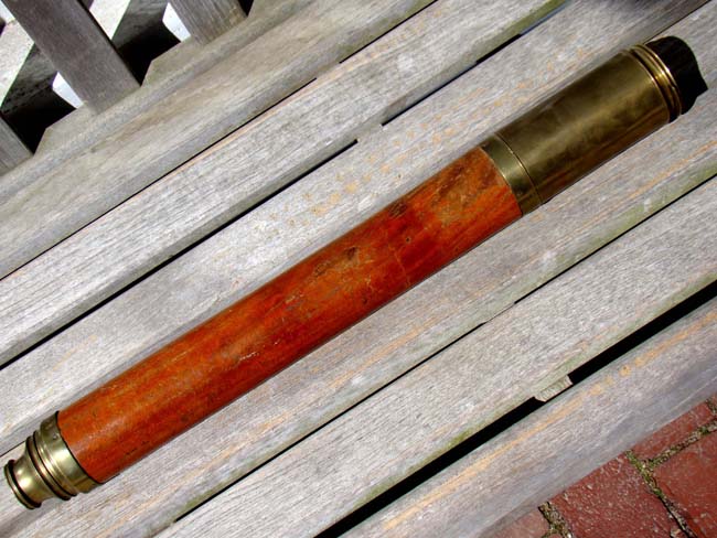 An early 19th century  Mariners' single draw telescope with mahogany barrel by George Willson, London, circa 1809-1812